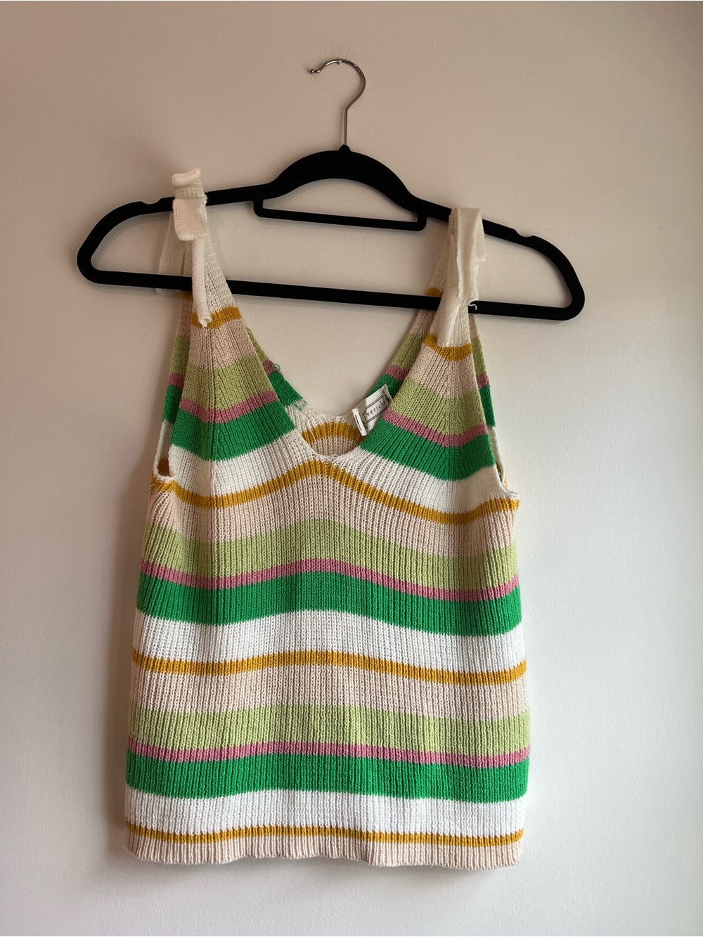 Love Riche Striped Knit Tank Top in Cream, Green & Pink